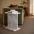 Langham Brown Marble T Side Table from Roseland Furniture