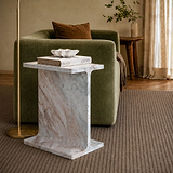 Langham Brown Marble T Side Table from Roseland Furniture