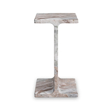 Langham Brown Marble T Side Table from Roseland Furniture