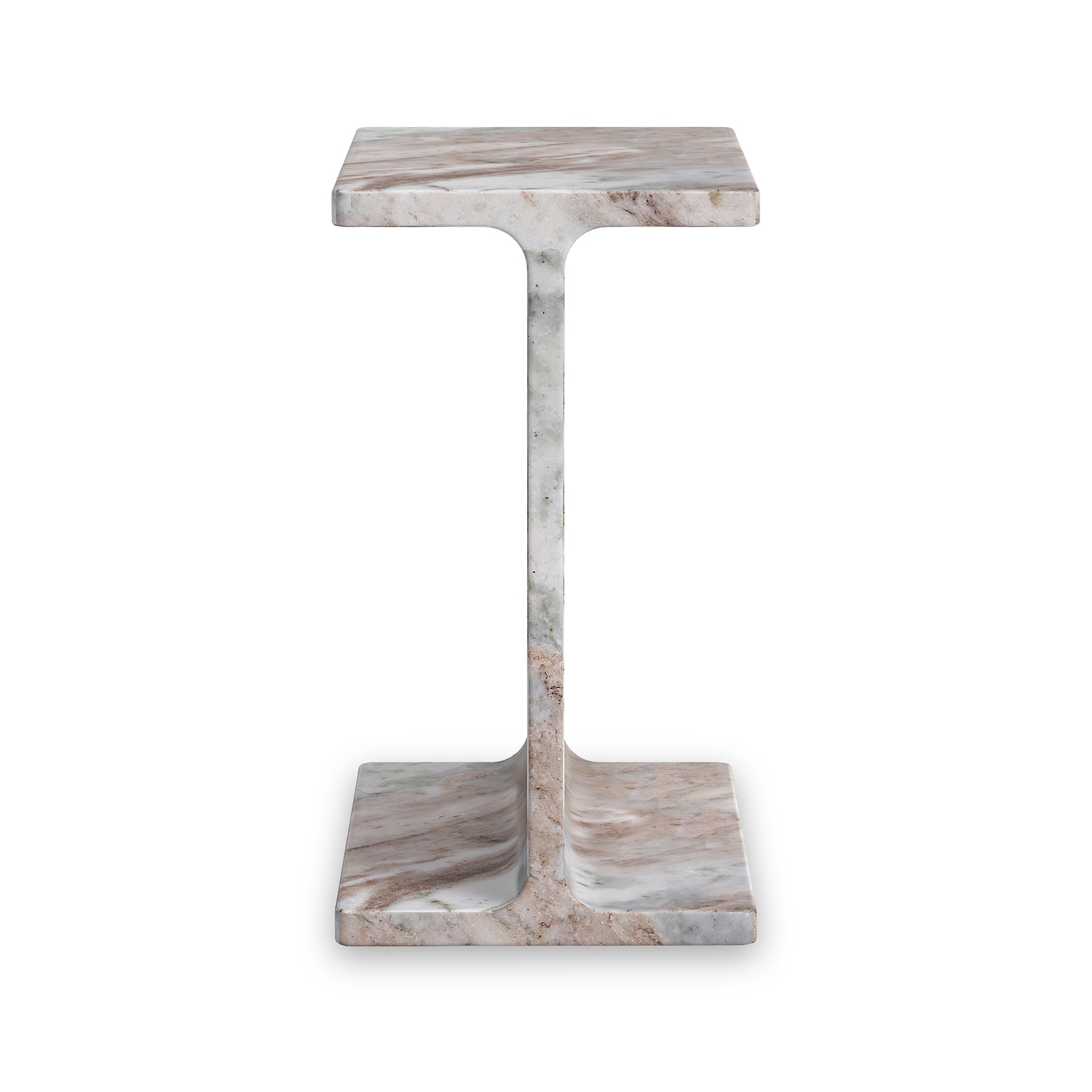 Langham Brown Marble T Side Table from Roseland Furniture