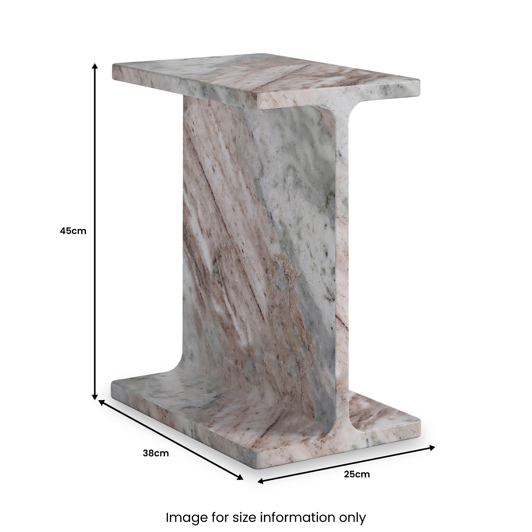 Langham Brown Marble T Side Table from Roseland Furniture