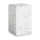 Langham White Marble Block Side Table from Roseland Furniture