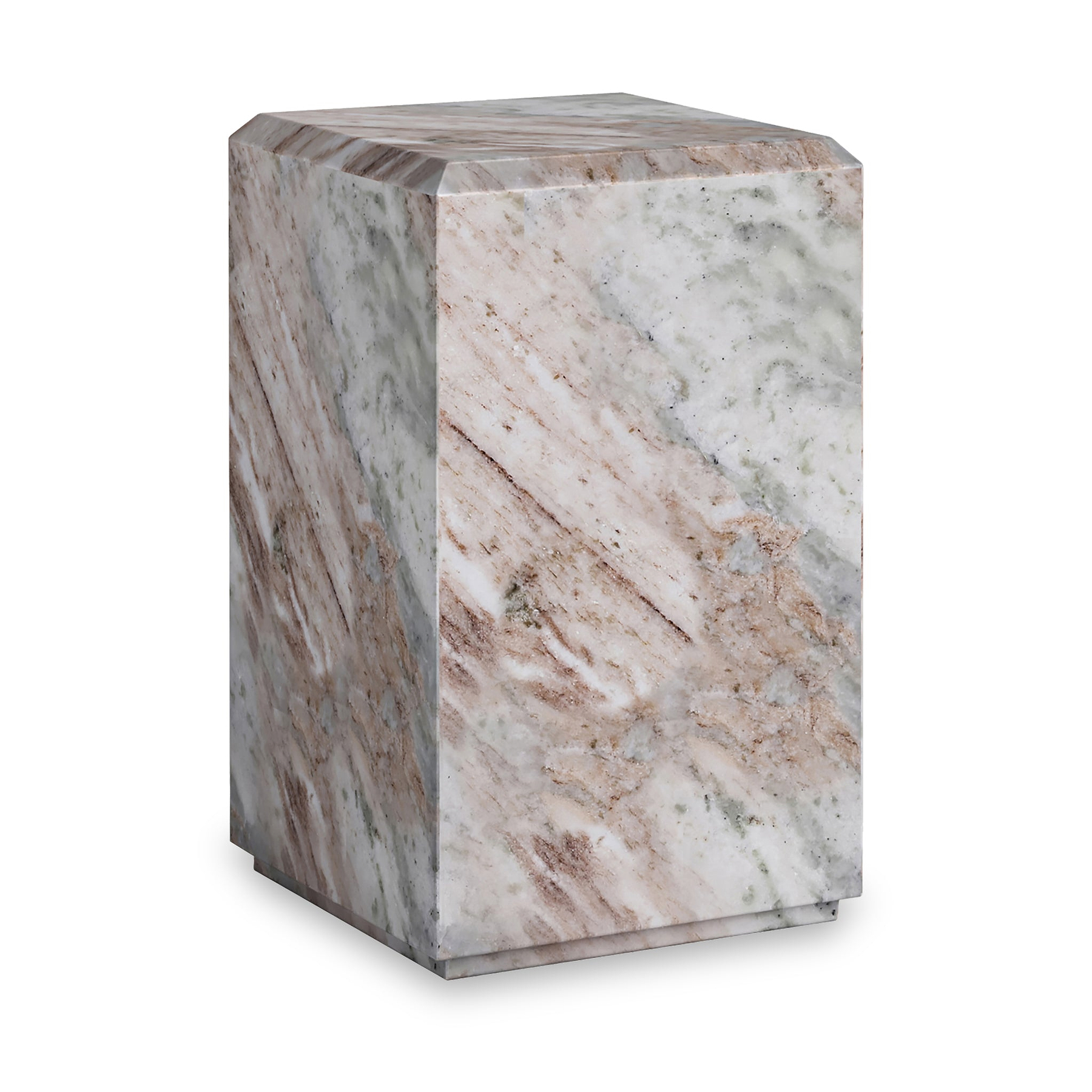 Langham Brown Marble Block Side Table from Roseland Furniture