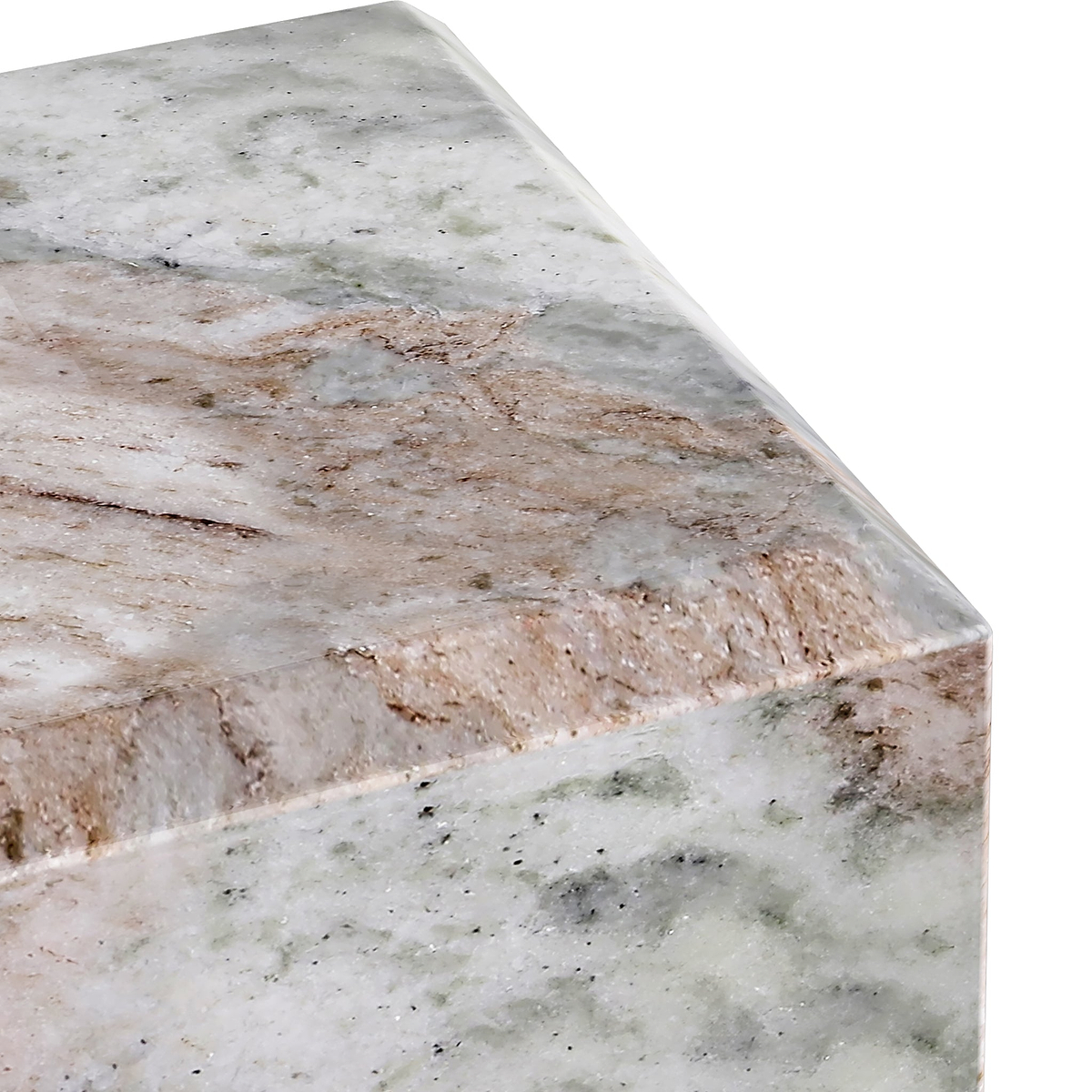 Langham Brown Marble Block Side Table from Roseland Furniture