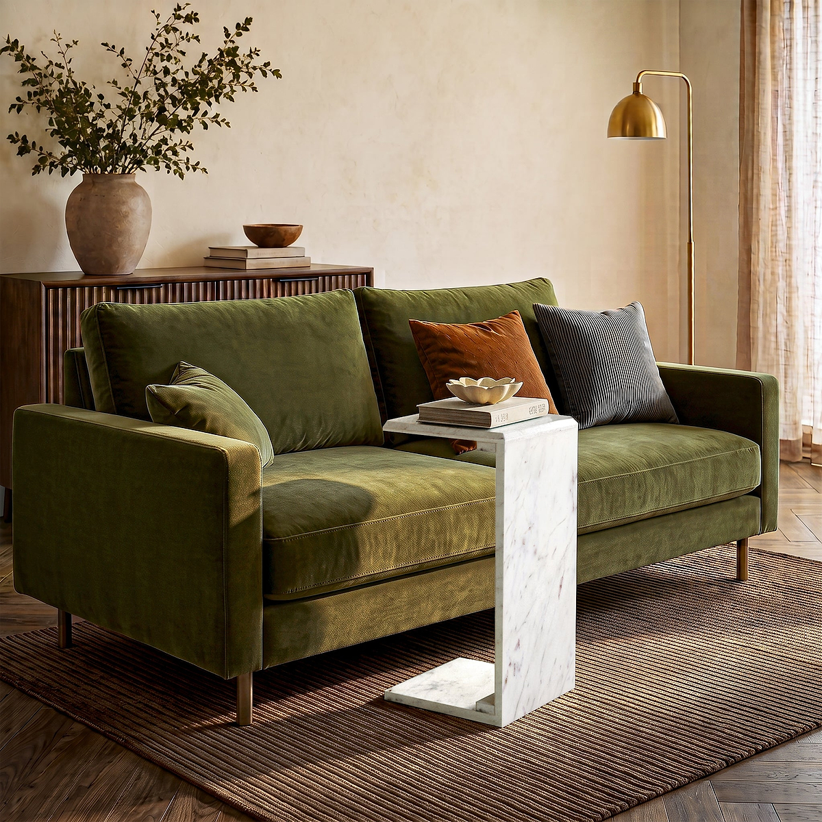 Langham White Marble C Side Table from Roseland Furniture
