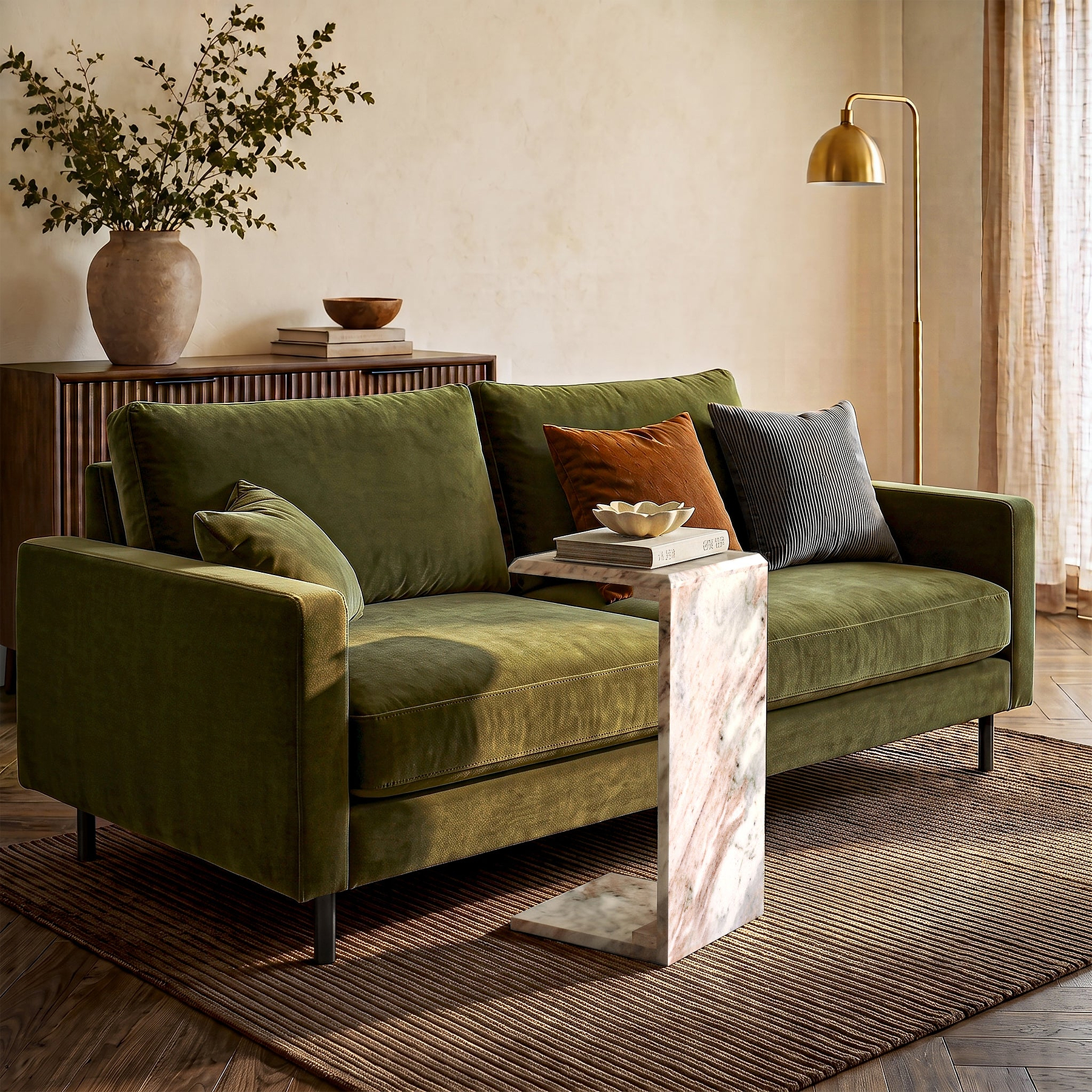 Langham Brown Marble C Side Table from Roseland Furniture