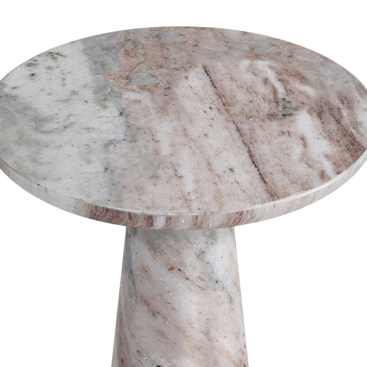 Langham Brown Marble Round Side Table from Roseland Furniture