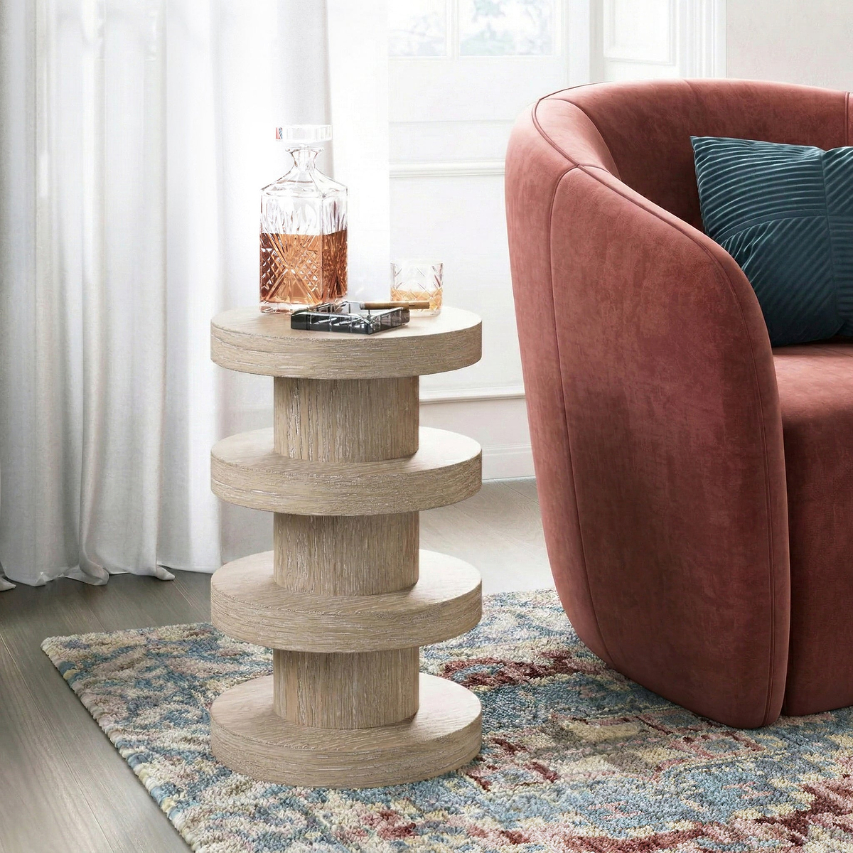 Mylor Washed Oak Bobbin Side Table from Roseland Furniture