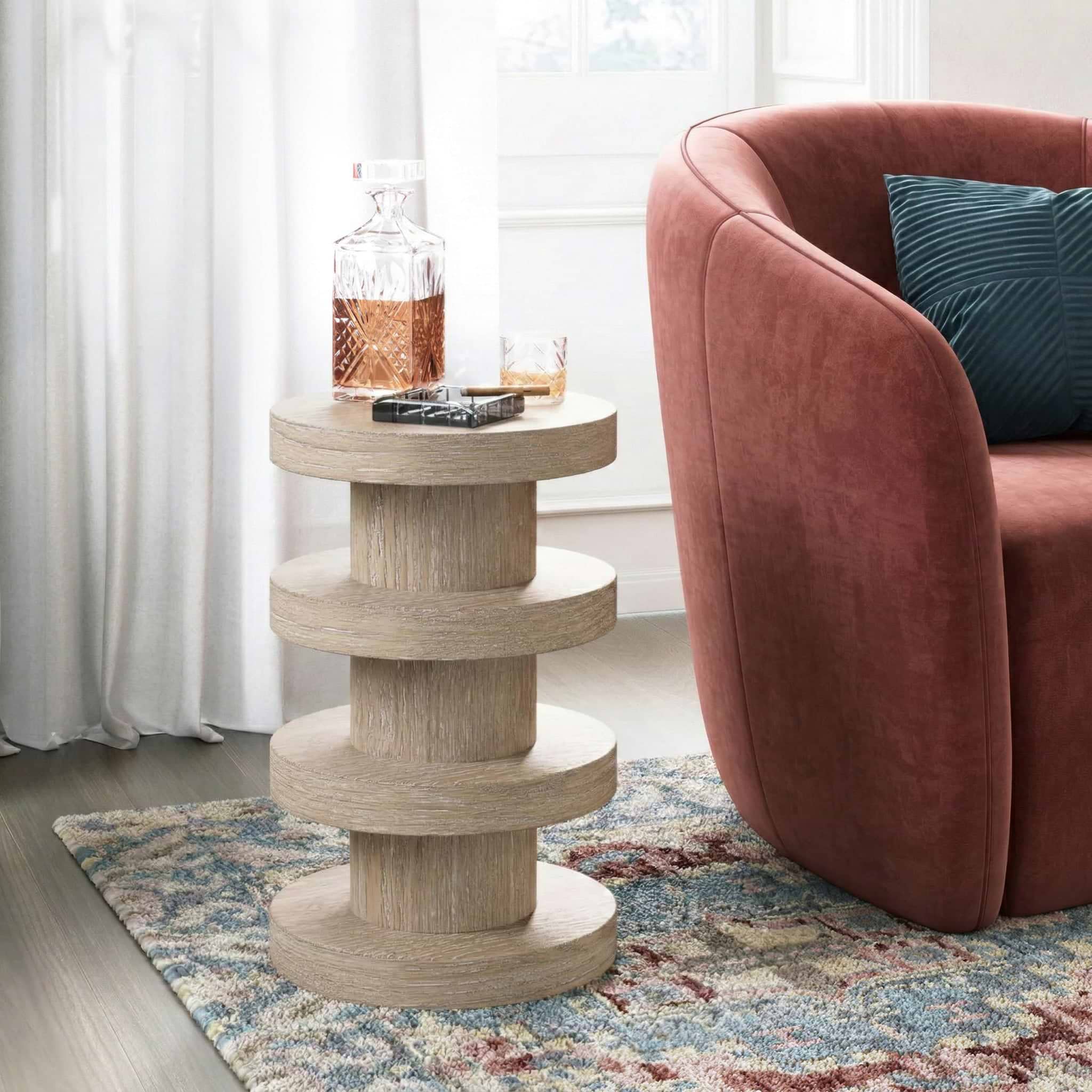 Mylor Washed Oak Bobbin Side Table from Roseland Furniture