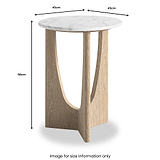 Mylor Washed Oak Marble Top Side Table dimensions