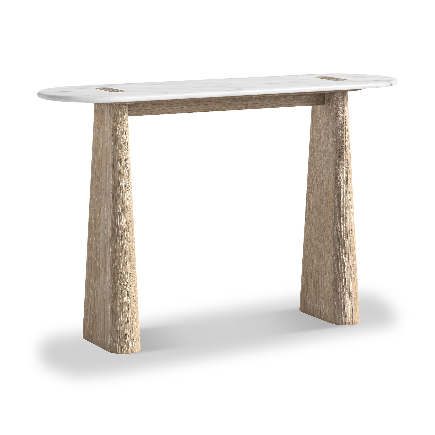 Mylor Washed Oak Marble Top Console Table from Roseland Furniture