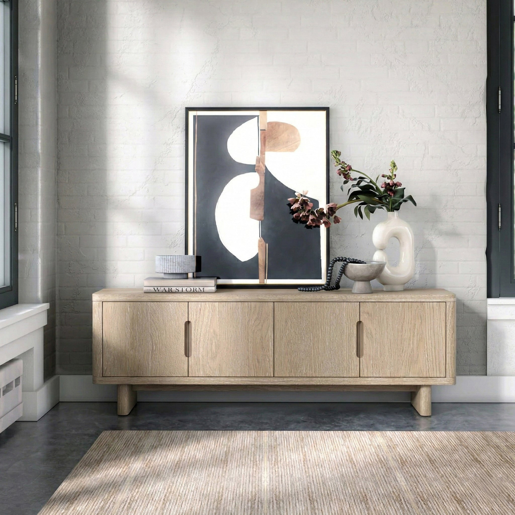 Mylor Washed Oak 150cm TV Unit from Roseland Furniture