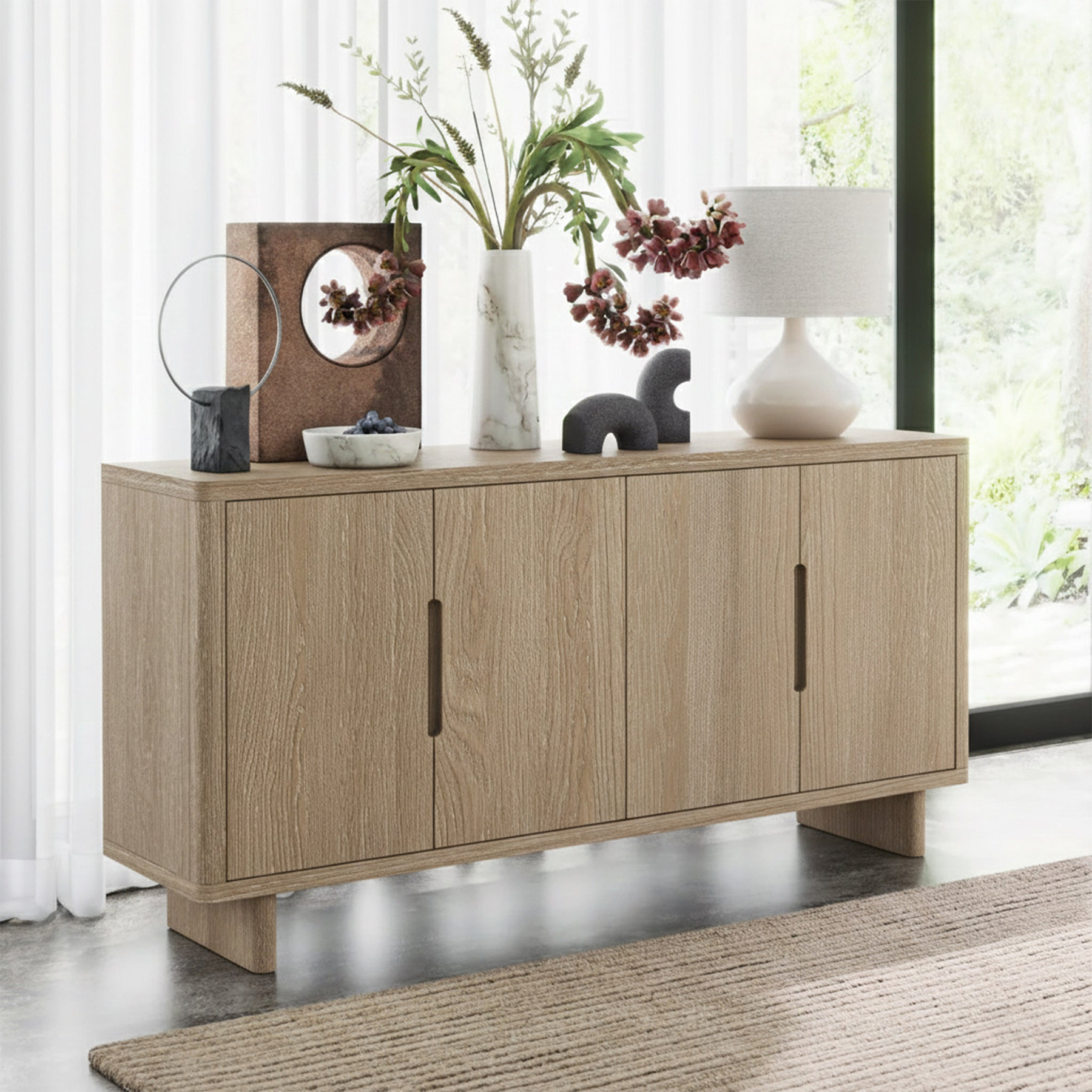 Mylor Washed Oak Large Sideboard from Roseland Furniture