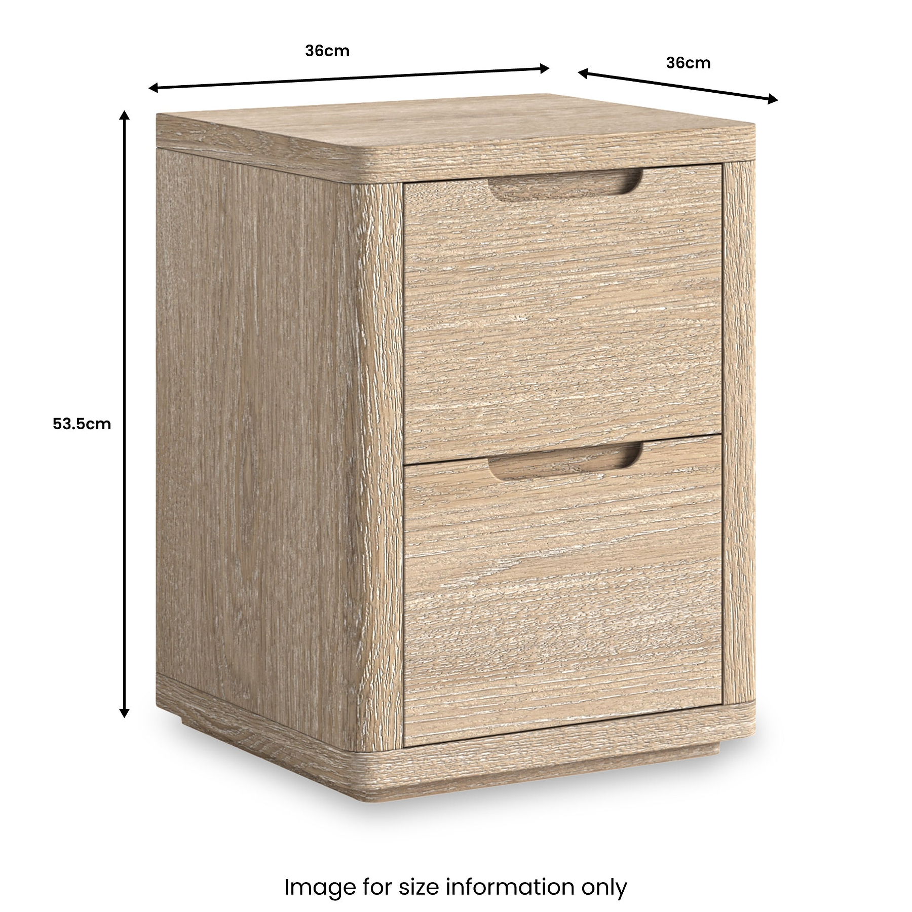 Mylor Washed Oak 2 Drawer Beside from Roseland Furniture