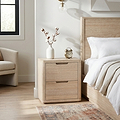 Mylor Washed Oak 2 Drawer Wide Bedside from Roseland Furniture