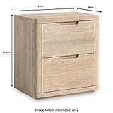 Mylor Washed Oak 2 Drawer Wide Bedside from Roseland Furniture