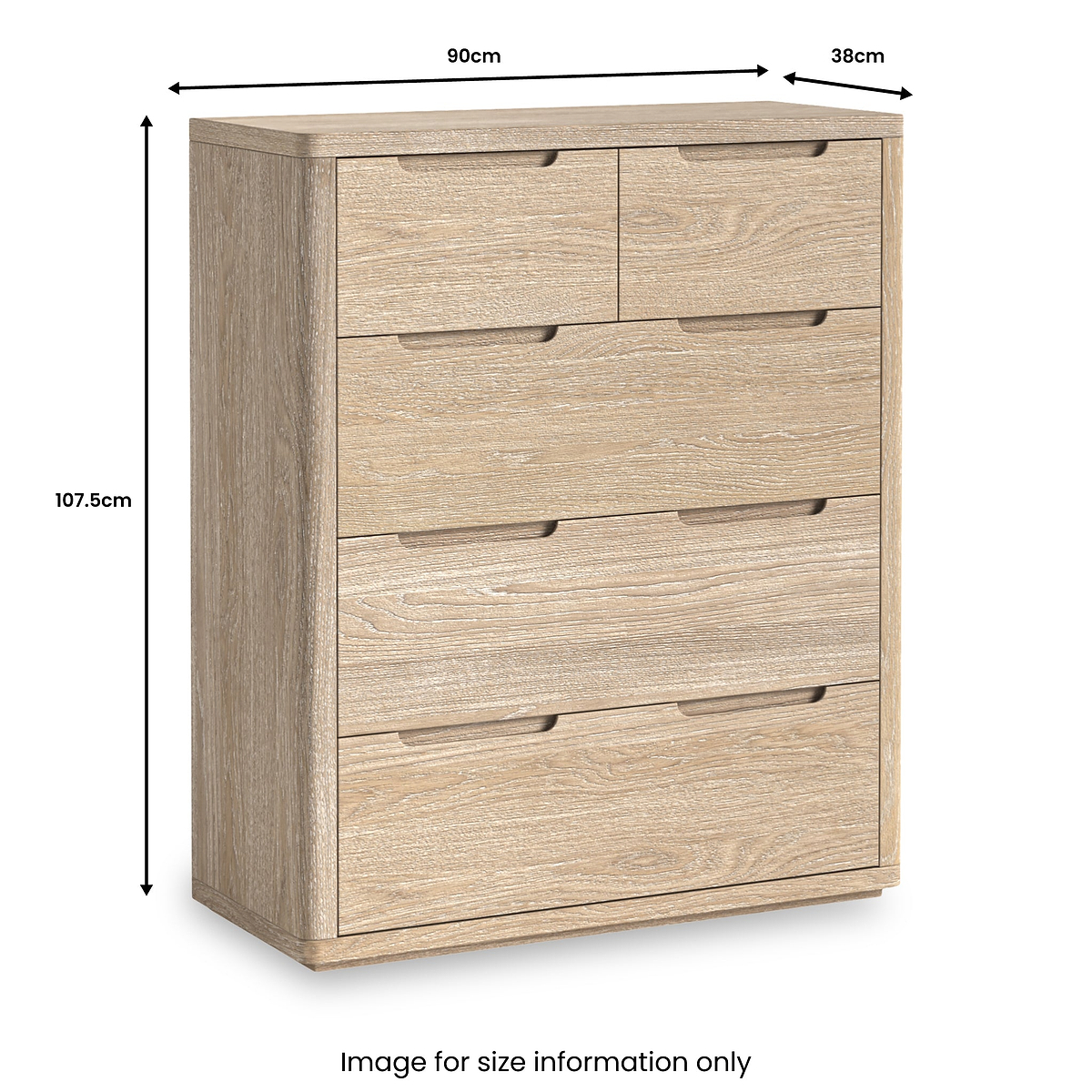 Mylor Washed Oak 2 Over 3 Chest from Roseland Furniture