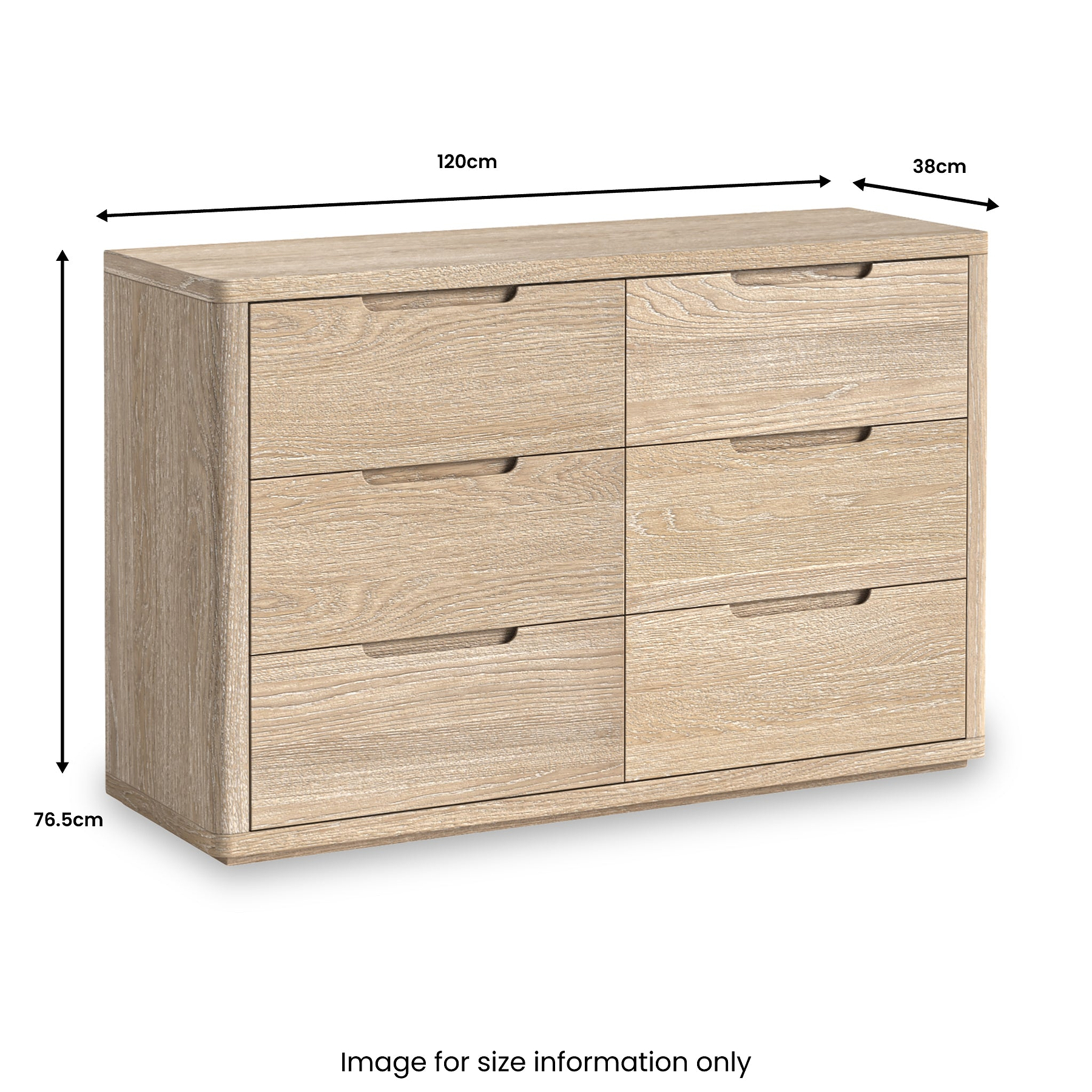 Mylor Washed Oak 6 Drawer Chest from Roseland Furniture