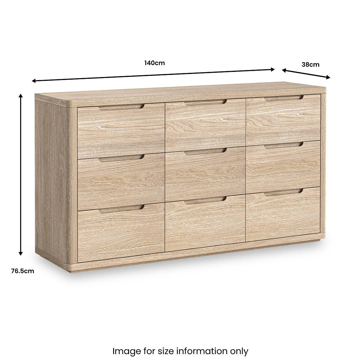 Mylor Washed Oak 9 Drawer Chest from Roseland Furniture