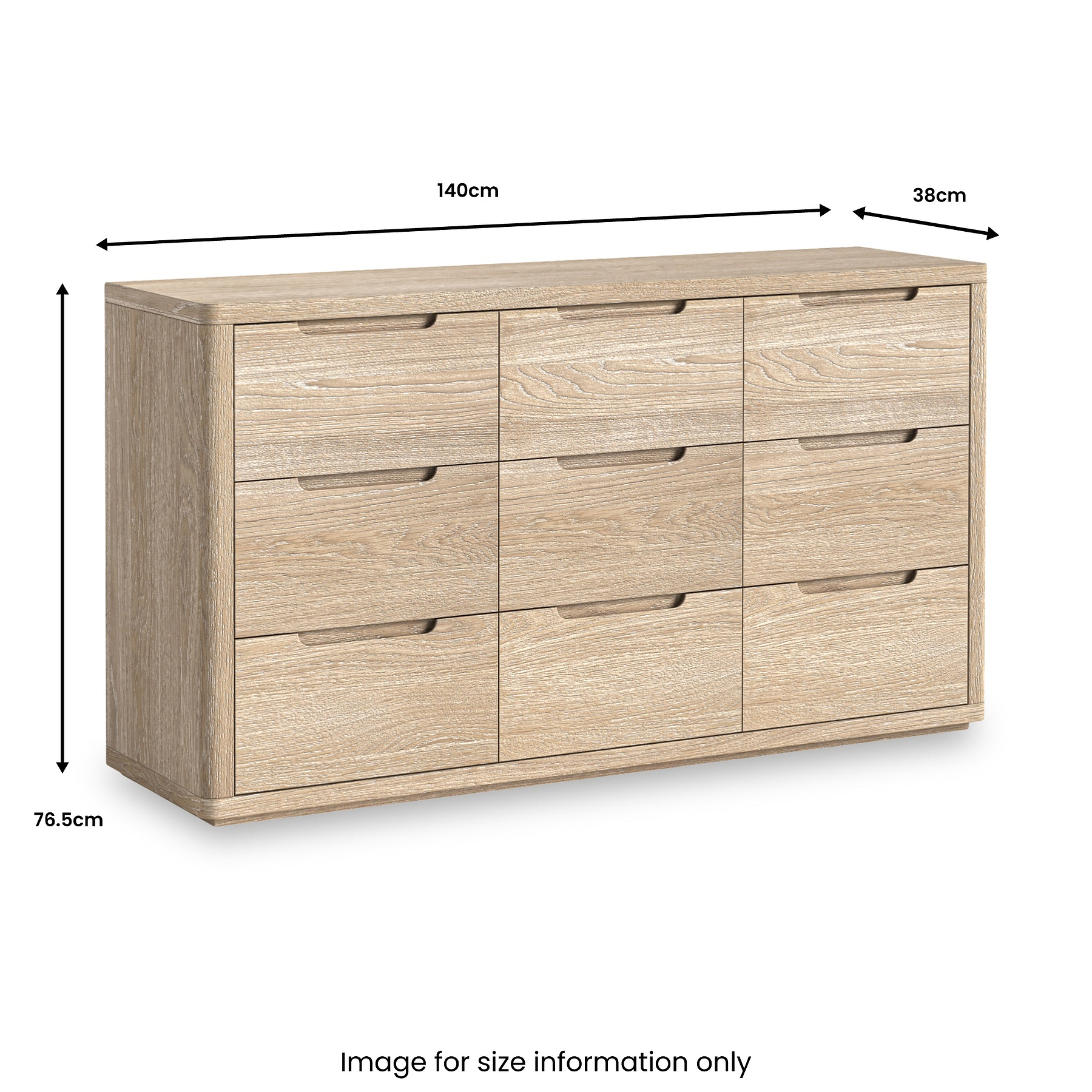 Mylor Washed Oak 9 Drawer Chest from Roseland Furniture