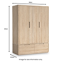 Mylor Washed Oak Triple Wardrobe from Roseland Furniture