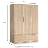 Mylor Washed Oak Triple Wardrobe from Roseland Furniture