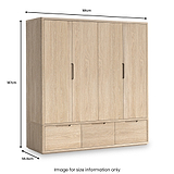 Mylor Washed Oak 4 Door Wardrobe from Roseland Furniture