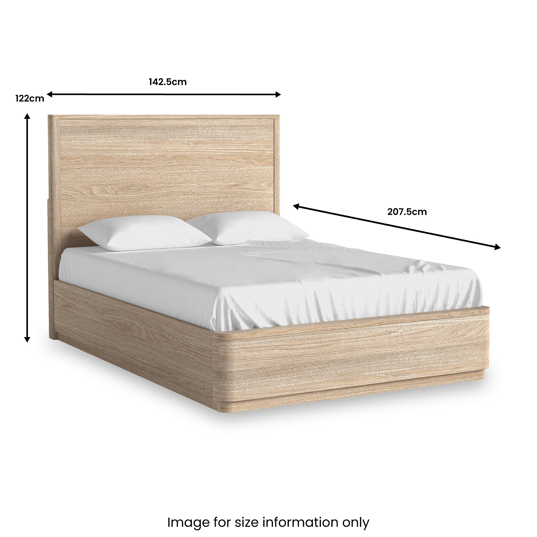 Mylor Washed Oak Bed Frame Double from Roseland Furniture