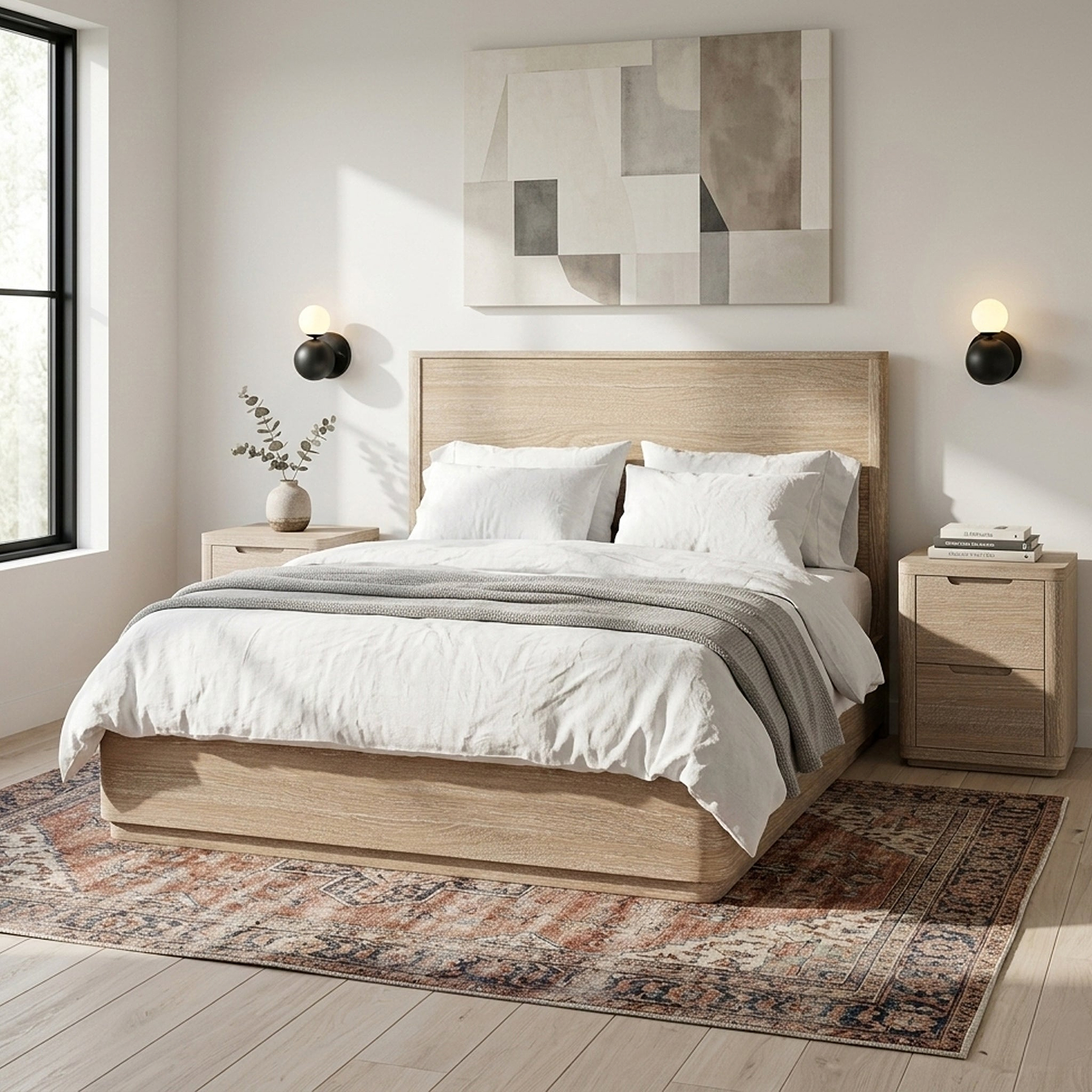 Mylor Washed Oak Bed Frame from Roseland Furniture