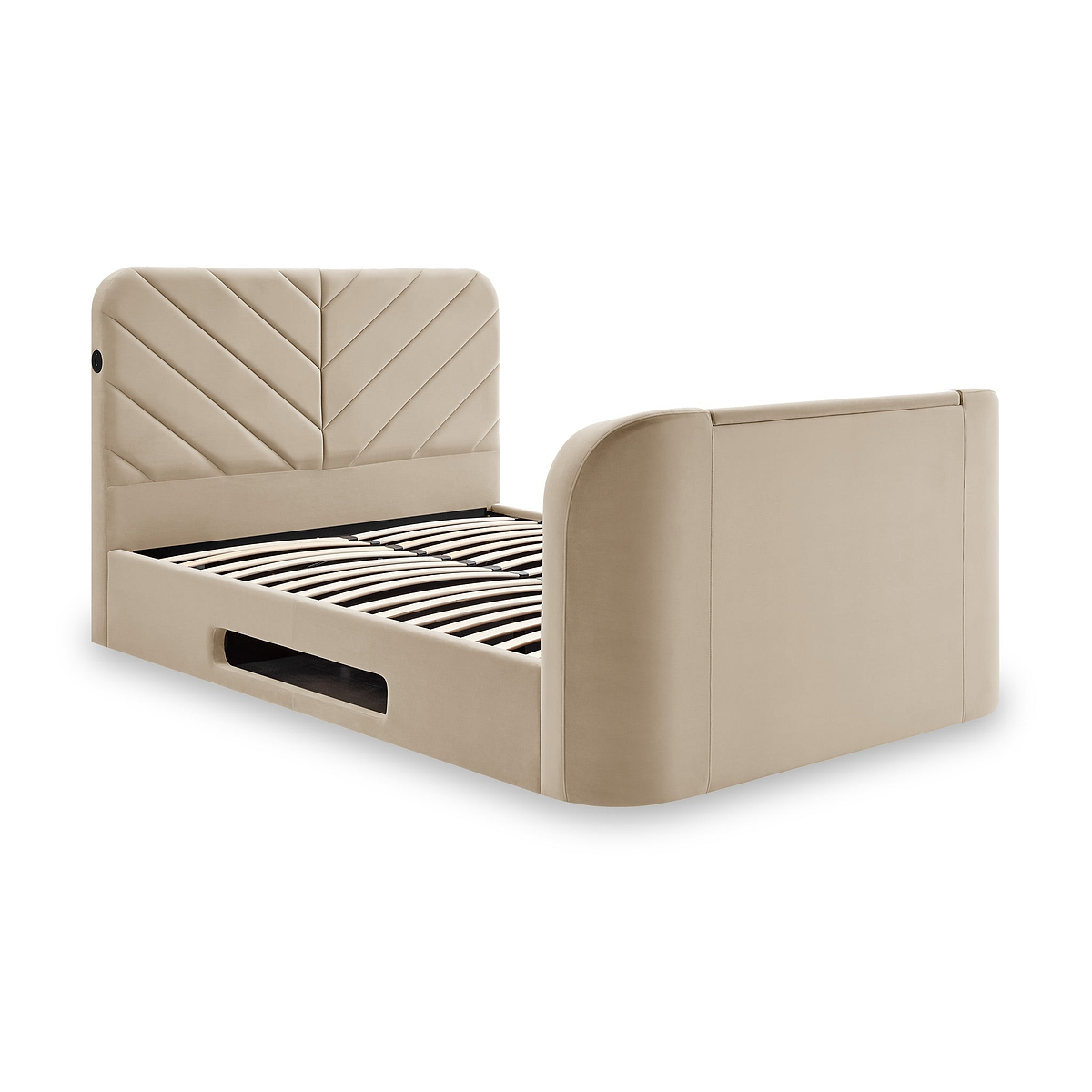 Koble Chevron Smart TV Bed Double Cream Close 3 from Roseland Furniture