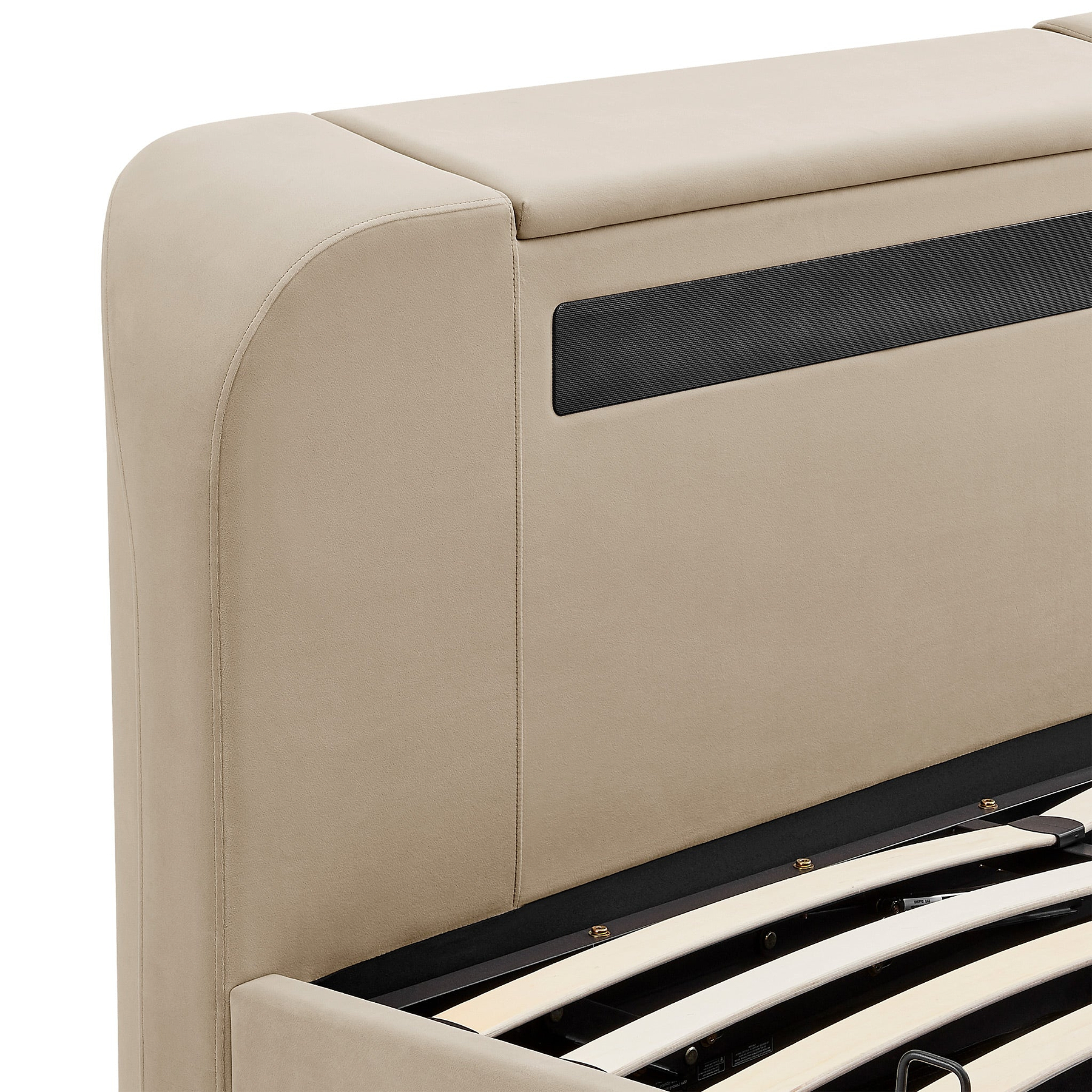 Koble Chevron Smart TV Bed Double Cream Close 3 from Roseland Furniture