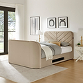 Koble Chevron Smart TV Bed Double Cream Close 3 from Roseland Furniture
