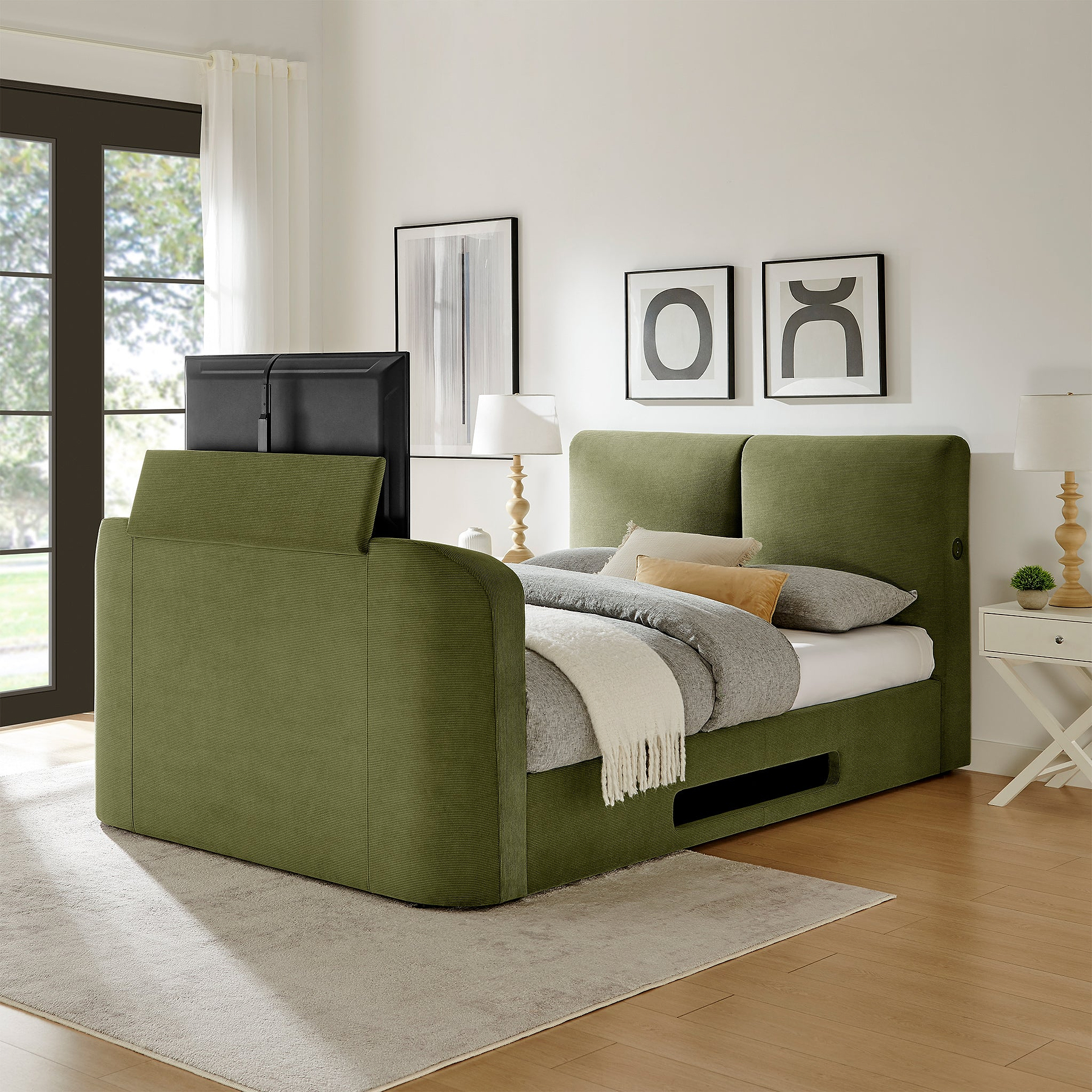 Koble Cordy Smart TV Bed Double Turtle Green from Roseland Furniture