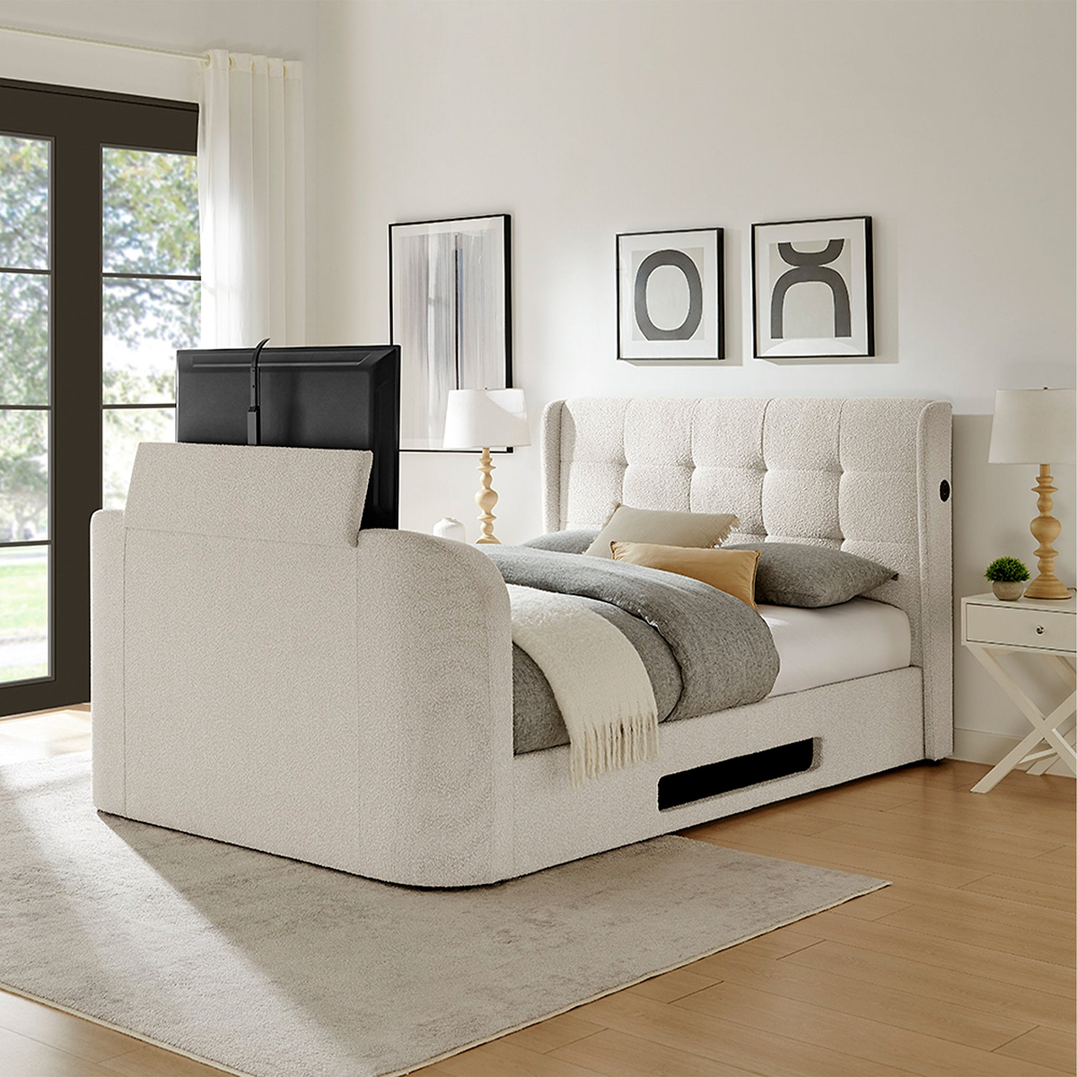 Koble Wafer Upholstered TV Bed Double from Roseland Furniture