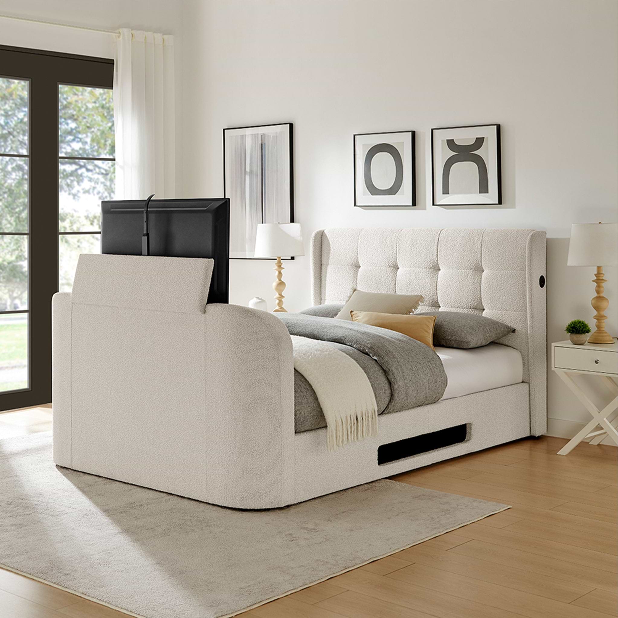 Koble Wafer Upholstered TV Bed Double from Roseland Furniture