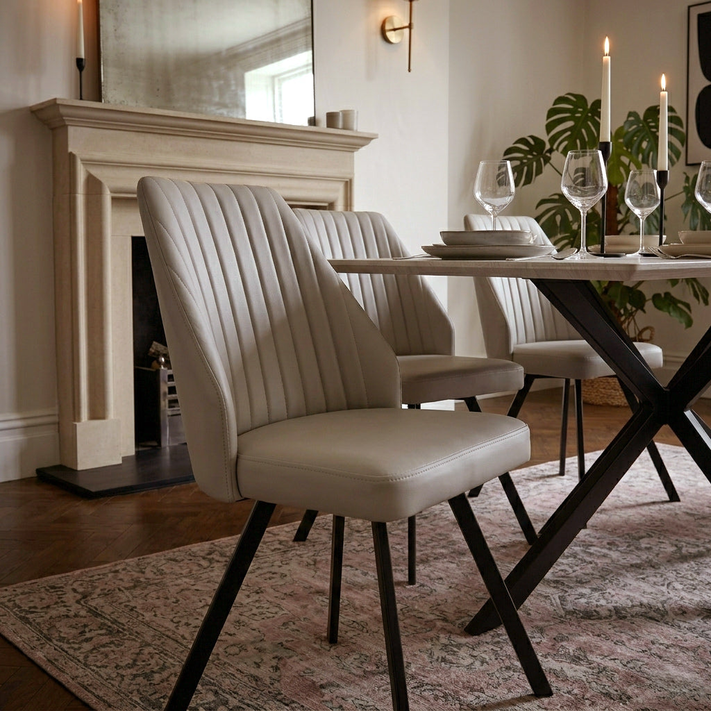 Callington Light Grey Faux Leather Dining Chair from Roseland Furniture
