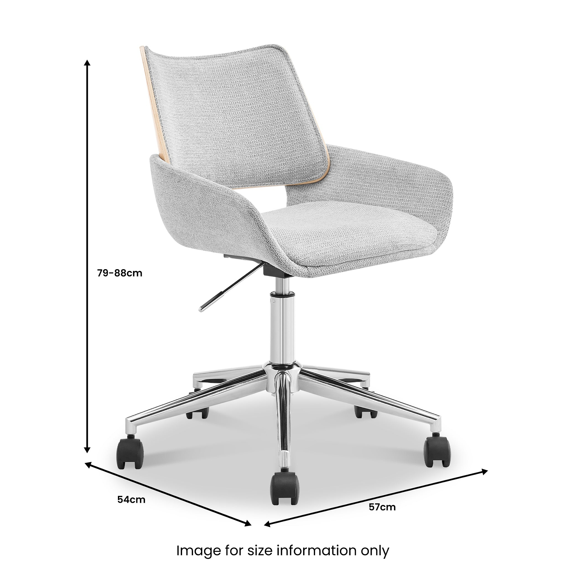 Koble Tove Upholstered Swivel Office Chair dimensions