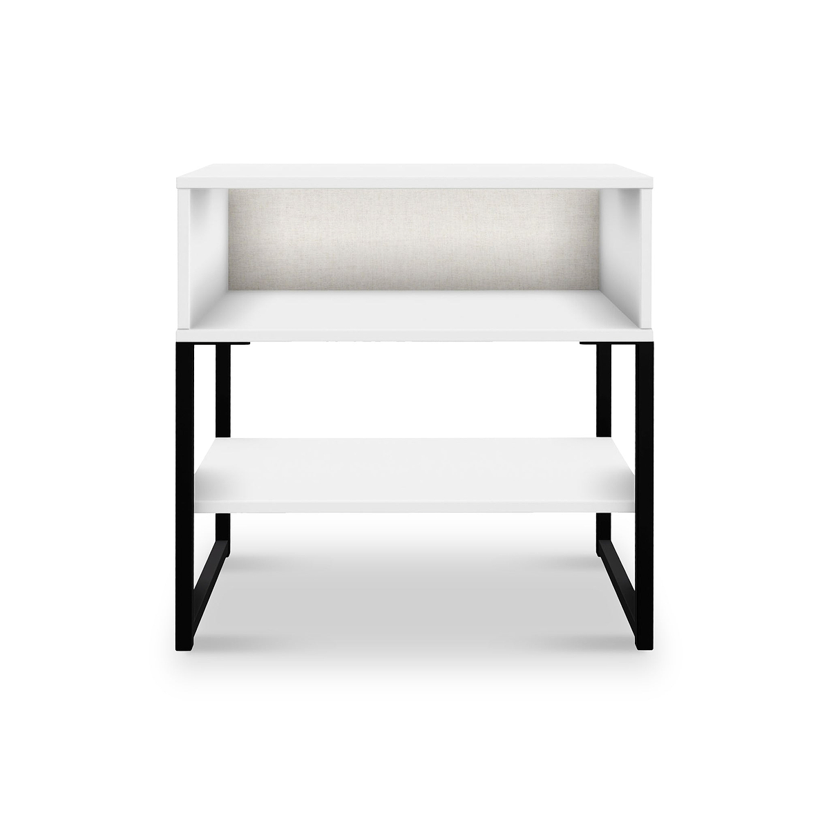 Hudson White Open Drawer Bedside with Lower Shelf from Roseland Furniture
