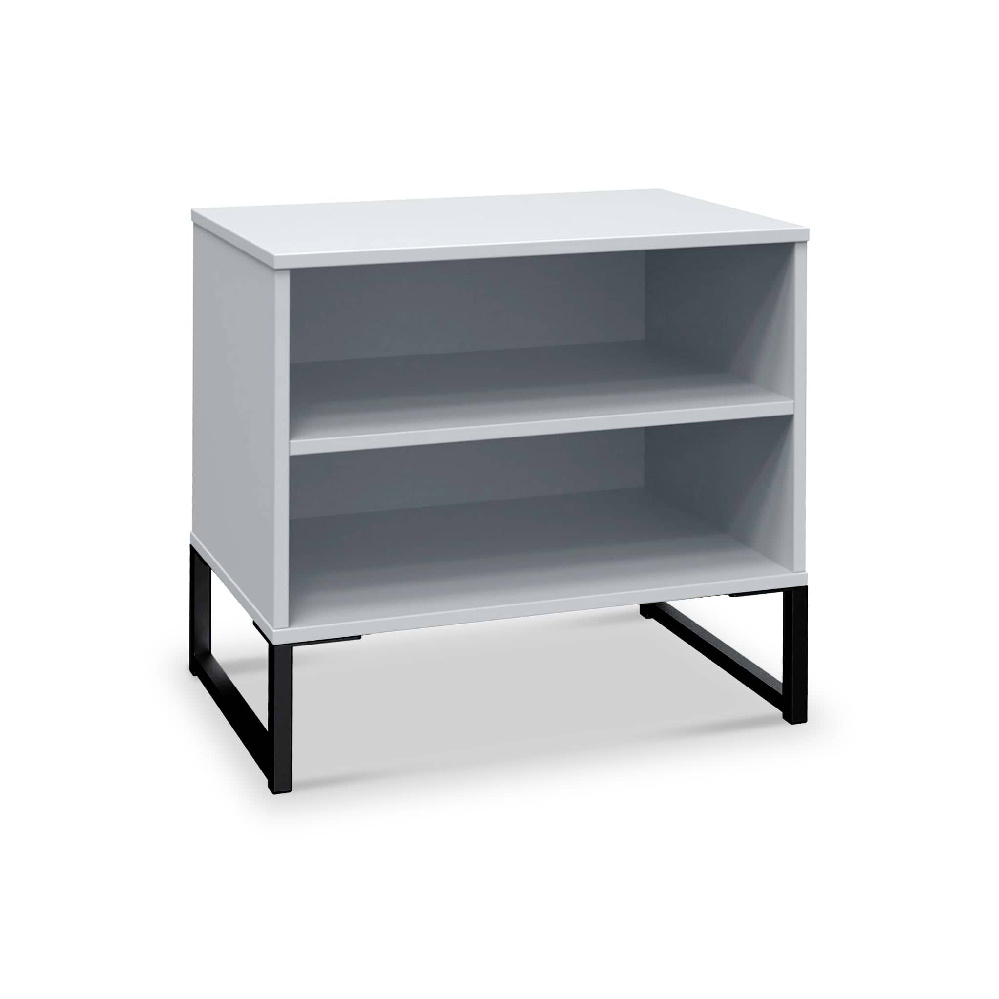 Hudson 2 Open Shelf Bedside in Grey from Roseland Furniture