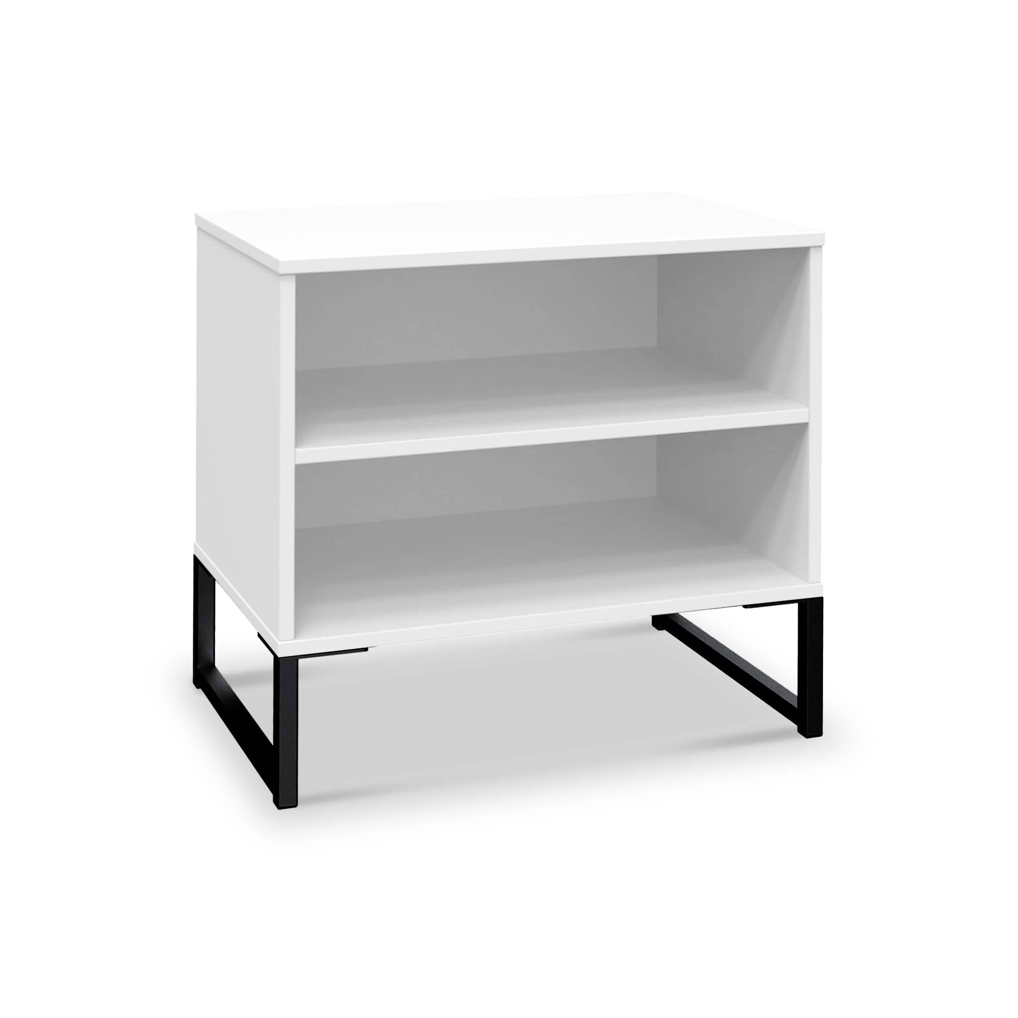 Hudson 2 Open Shelf Bedside in White from Roseland Furniture