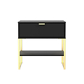 Hudson Black 1 Drawer with Shelf Side Table with gold legs