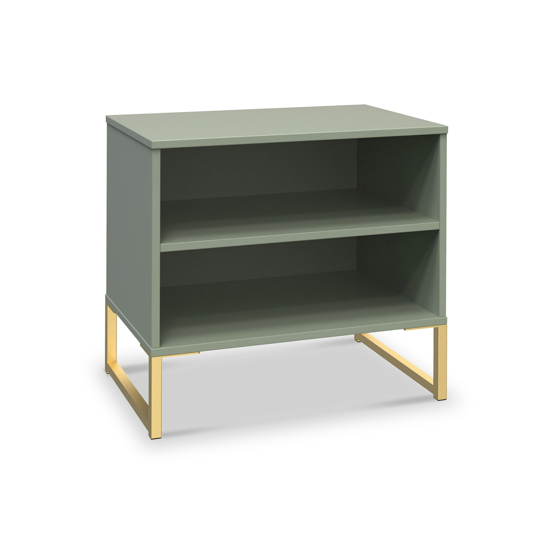 Hudson 2 Open Shelf Bedside in Olive from Roseland Furniture