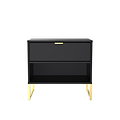 Hudson Hudson 1 Drawer with open shelf side table with gold legs from Roseland