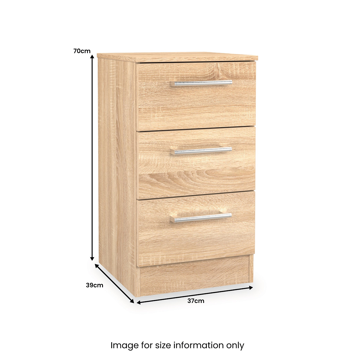 Hadley 3 Drawer Bedside Oak from Roseland Furniture