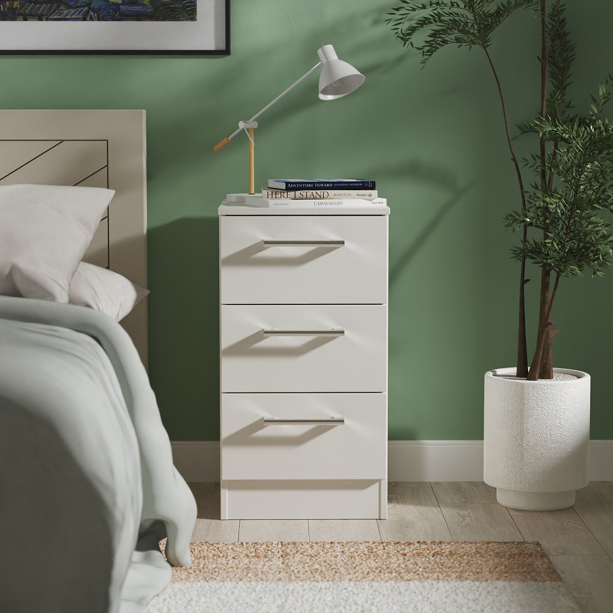 Hadley 3 Drawer Bedside Grey from Roseland Furniture