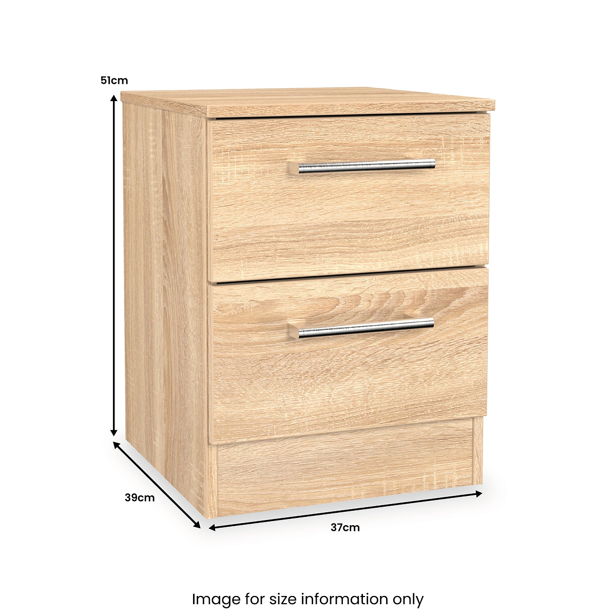 Hadley 2 Drawer Bedside Oak from Roseland Furniture