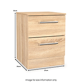 Hadley 2 Drawer Bedside Oak from Roseland Furniture