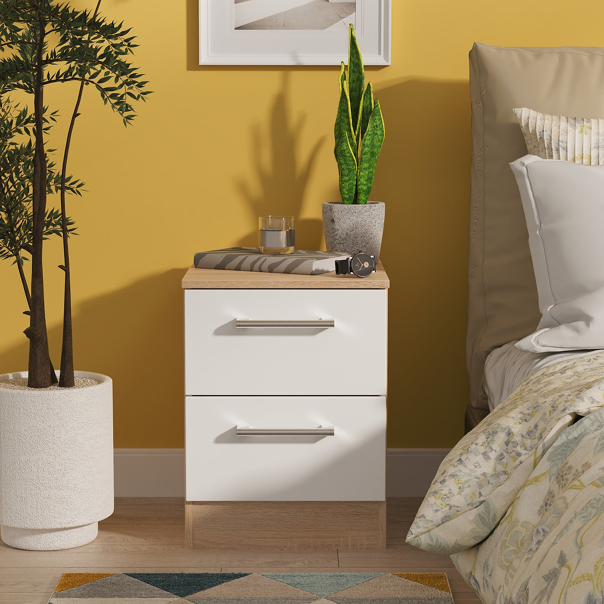 Hadley 2 Drawer Bedside White Oak from Roseland Furniture