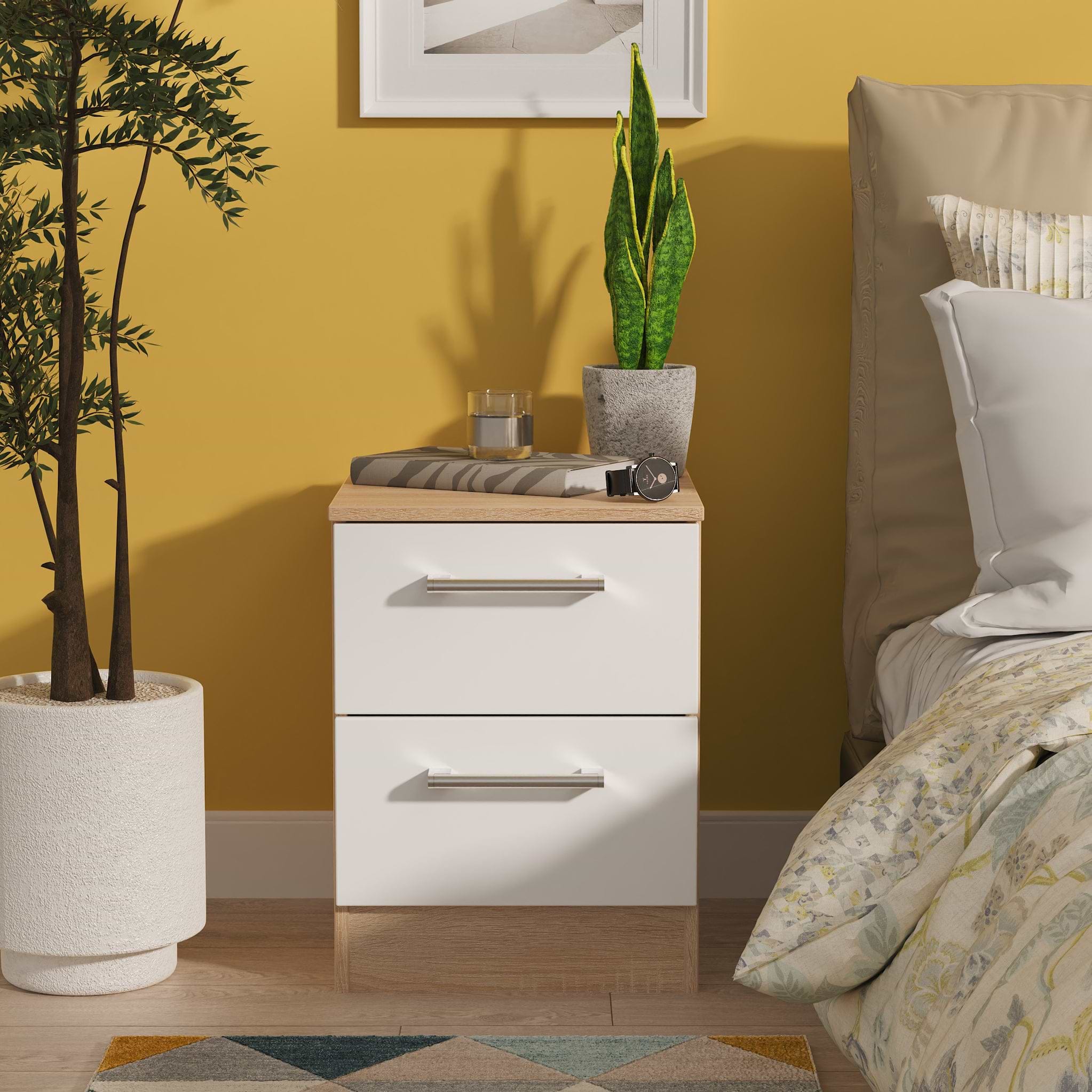 Hadley 2 Drawer Bedside White Oak from Roseland Furniture