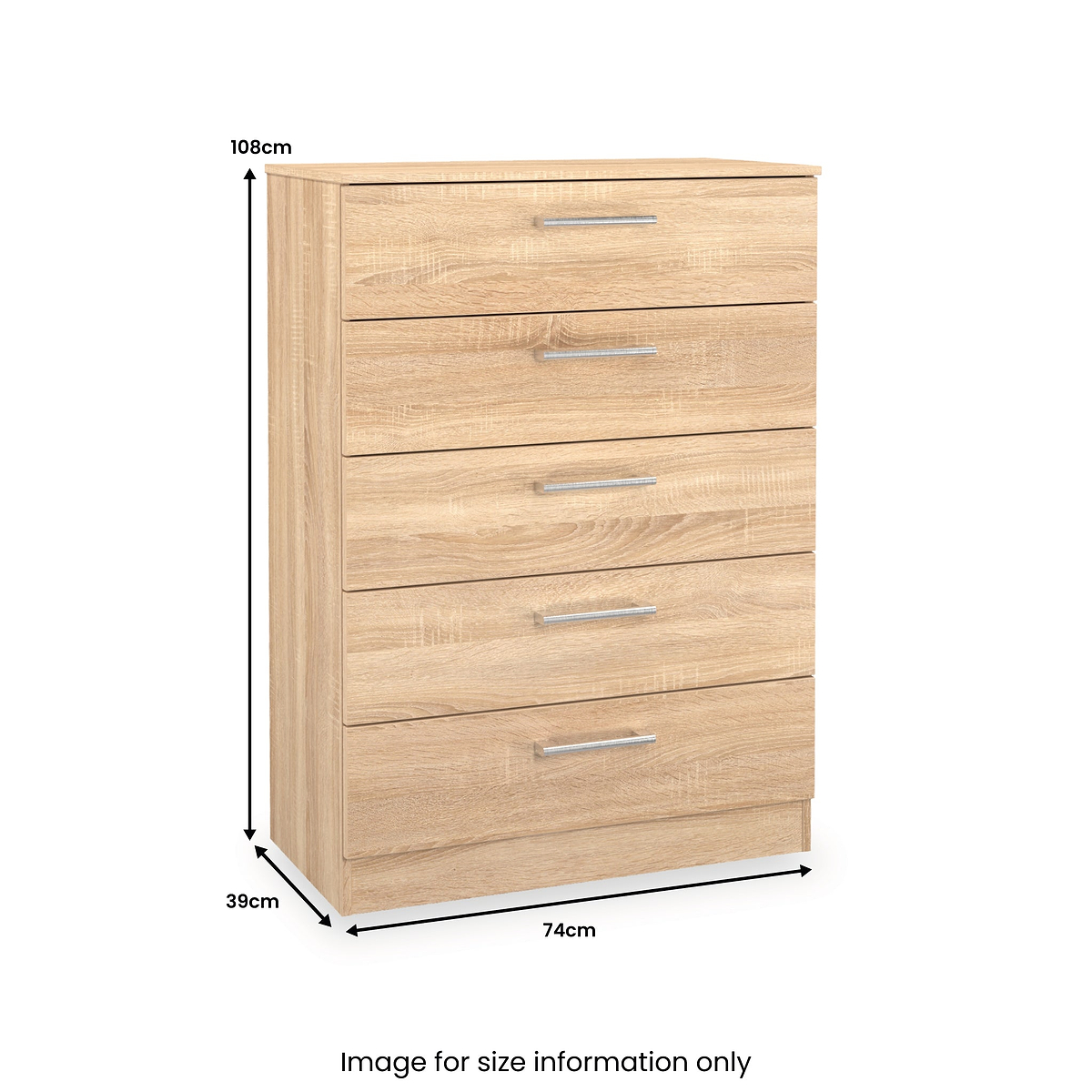 Hadley 5 Drawer Chest Oak from Roseland Furniture